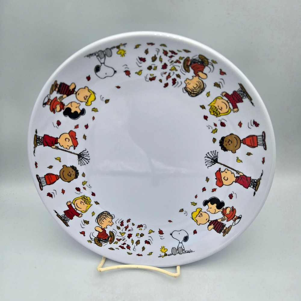 Peanuts Melamine‎ Fall Harvest Leaves Dinner Plate Snoopy Charlie Brown Lucy 10"